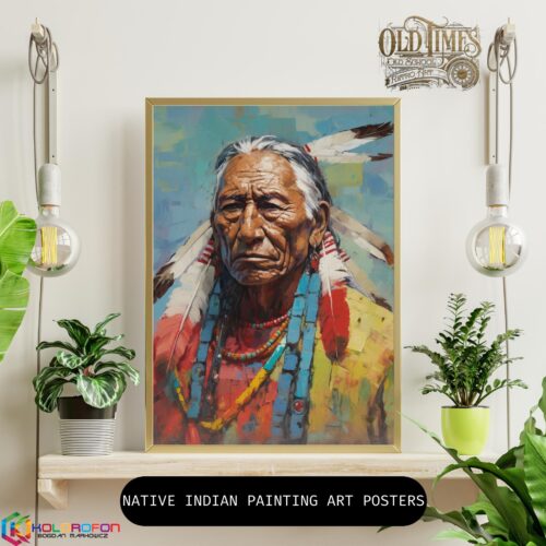 Indian native painting plakaty kolorofon old times Modern Living Room Wall Art Poster Frame Mockup Instagram Post