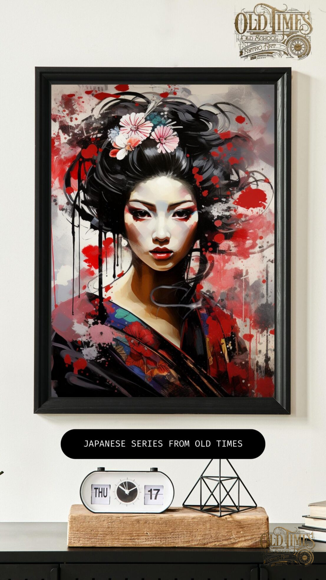 Plakaty od Old Times - Japońska geisha w tradycyjnym stroju v5 malowany obraz plakat 8k 93 Japanese series from old times kolorofon plakaty do domu i biura Warszawa janponska gheisha scaled scaled