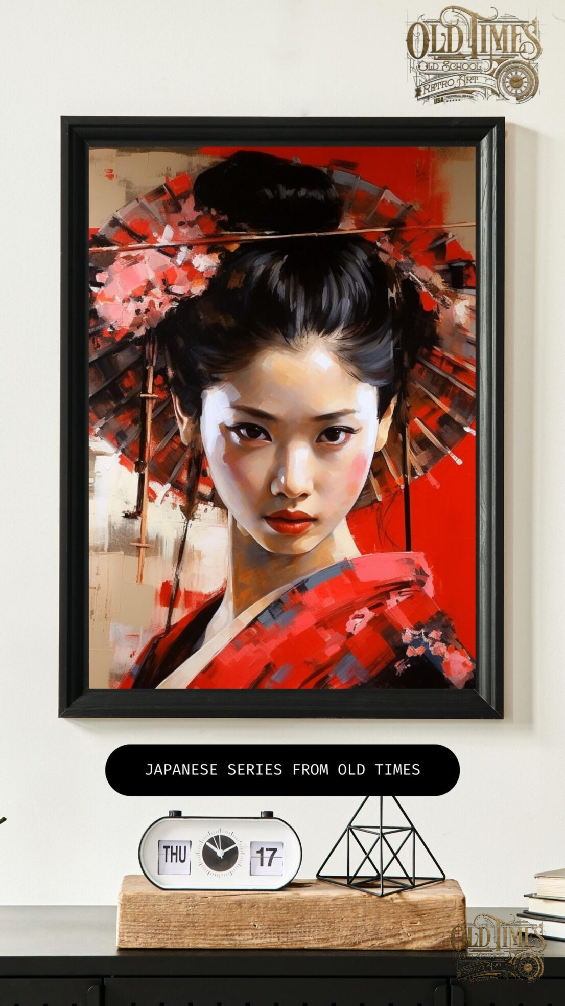 Plakaty od Old Times - Japońska geisha w tradycyjnym stroju v1 malowany obraz plakat 8k 92 Japanese series from old times kolorofon plakaty do domu i biura Warszawa janponska gheisha trash polska v2 scaled scaled