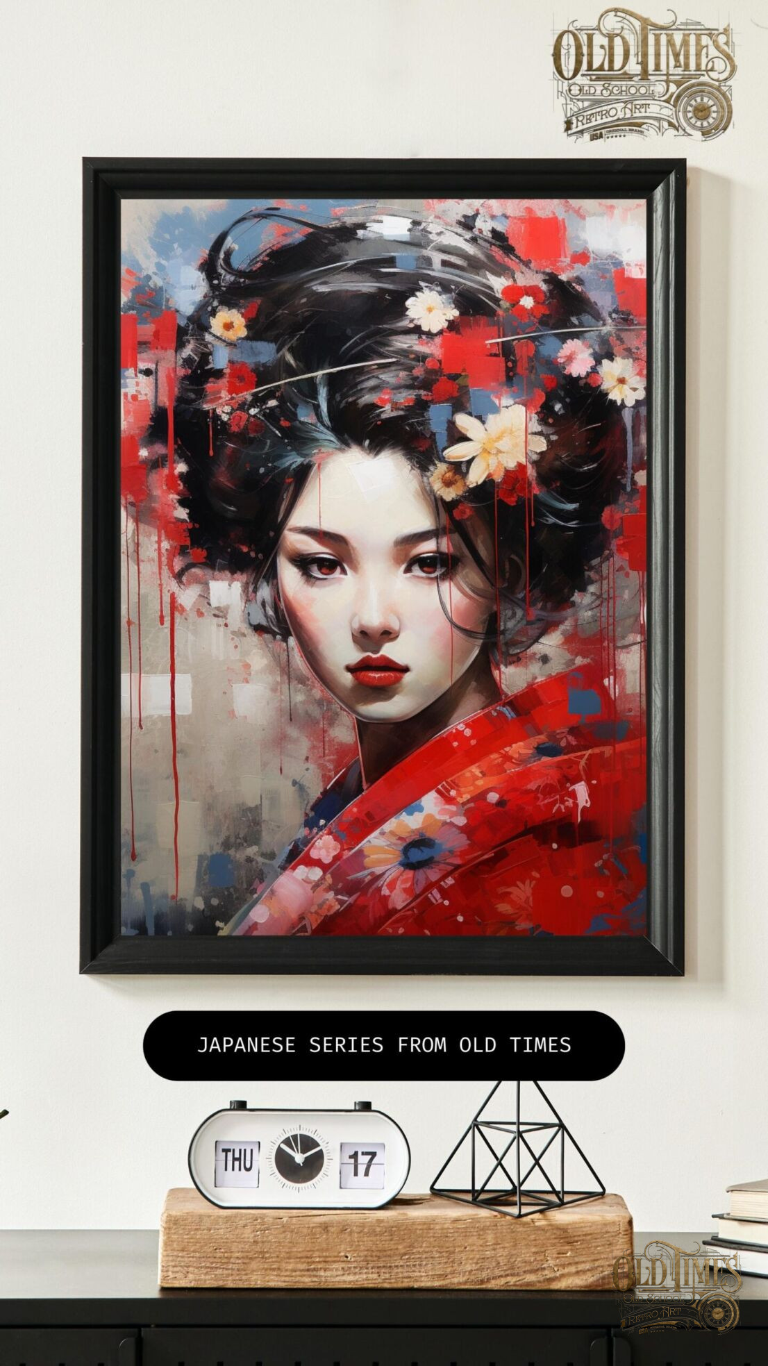 Plakaty od Old Times - Japońska geisha w tradycyjnym stroju v4 malowany obraz plakat 8k 91 Japanese series from old times kolorofon plakaty do domu i biura Warszawa janponska gheisha v2 scaled scaled