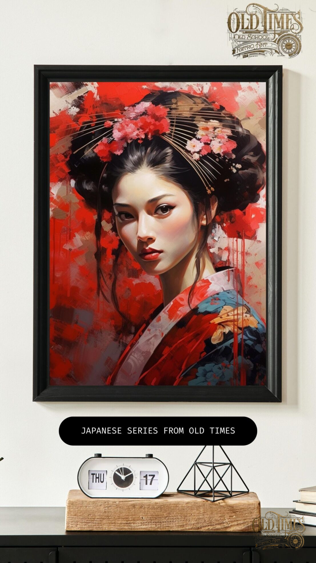 Plakaty od Old Times - Japońska geisha w tradycyjnym stroju v6 malowany obraz plakat 8k 94 Japanese series from old times kolorofon plakaty do domu i biura Warszawa janponska gheisha v3 trash polka scaled scaled