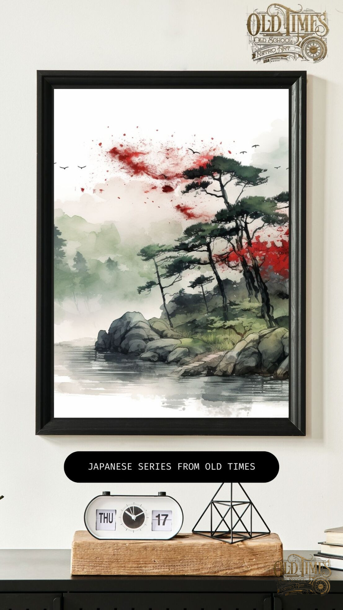 Plakaty od Old Times - Obraz artystyczny malowany w stylu japońskiej sztuki Japanese Sumi-e brush painting v2 94 Japanese series from old times kolorofon plakaty do domu i biura Warszawa japan sumi art ink obraz malowany plakat v2 scaled