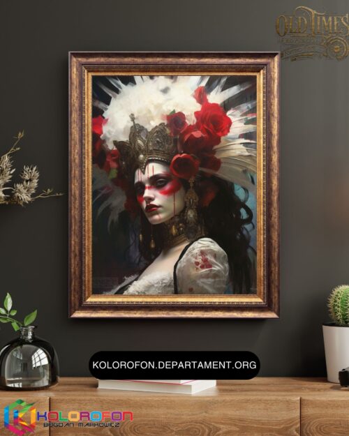 Plakt malowany artystycznye Kobieta czerwien bialy voodoo style 2 kolorofon plakty wysykie jakosci