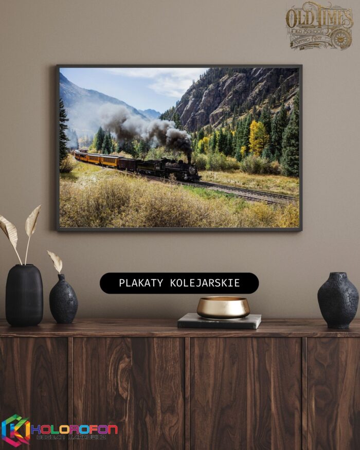 Stara lokomotywa parowoz w gorach plakaty kolejarskie pociagi kolorofon old times 4k