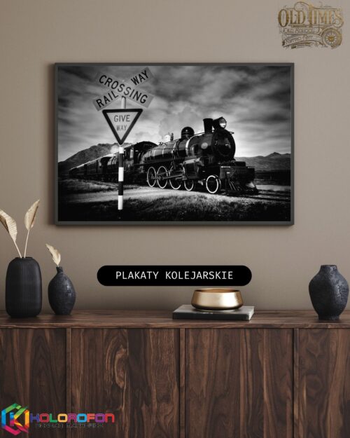 Stara lokomotywa parowoz w gorach plakaty kolejarskie pociagi kolorofon old times plakaty kolejowe czarno biale 4k