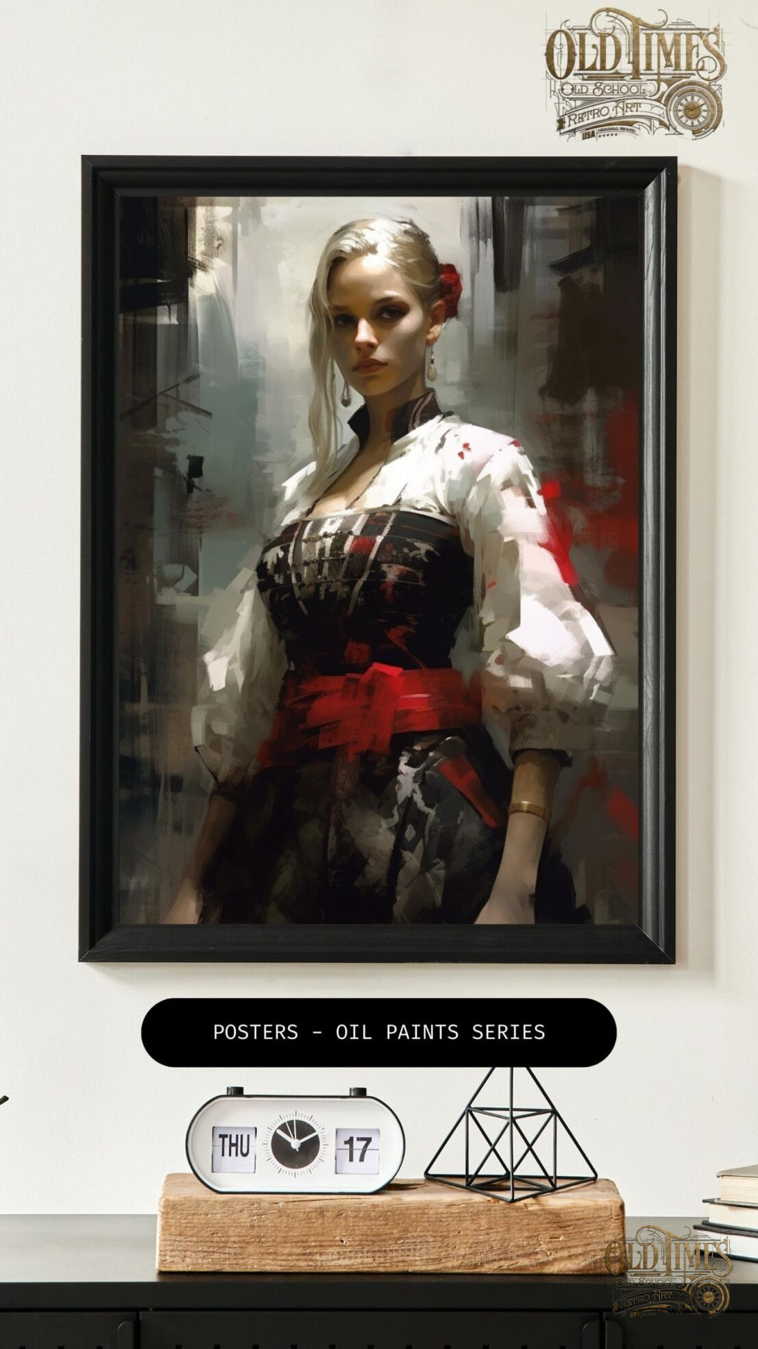 Oil paints series - Plakaty od Old Times - Obraz artystyczny malowany do salonu sypialni Kobieta red white black v.3 88 Oil paints series old times kolorofonMalowany artystyczne plakaty do domu i biura kolorofon kobieta 3 scaled scaled