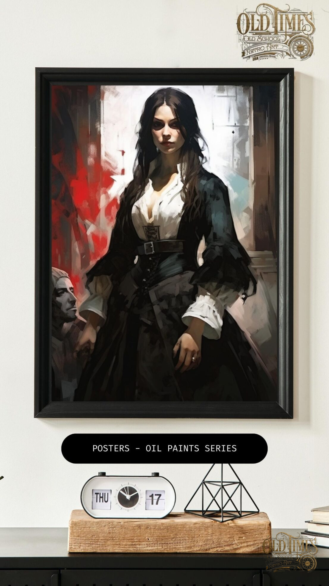 Oil paints series - Plakaty od Old Times - Obraz artystyczny malowany do salonu sypialni Kobieta w sukni red white black v.7 88 Oil paints series old times kolorofonMalowany artystyczne plakaty do domu i biura kolorofon kobieta suknia czarna 7 scaled scaled