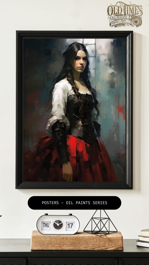 Oil paints series old times kolorofonMalowany artystyczne plakaty do domu i biura kolorofon kobieta w sukni red white 6
