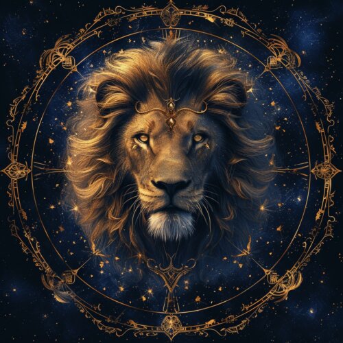 Znaki Zodiaku Lew Leo horoskop plakat kwadratowy kolorofon Warszawa
