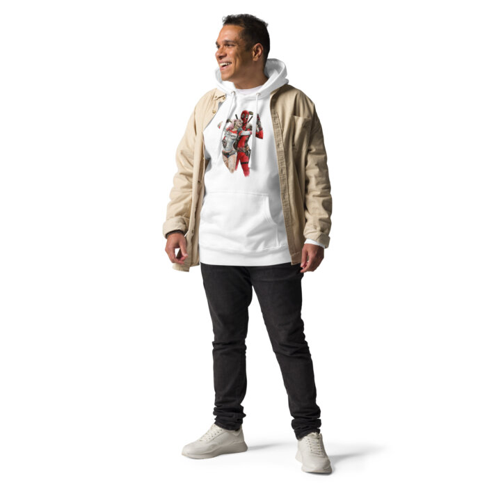 Deadpool and harley quinn Unisex Hoodie Bluza biała z kapturem premium - Old Times Vintage Art - obrazek 3