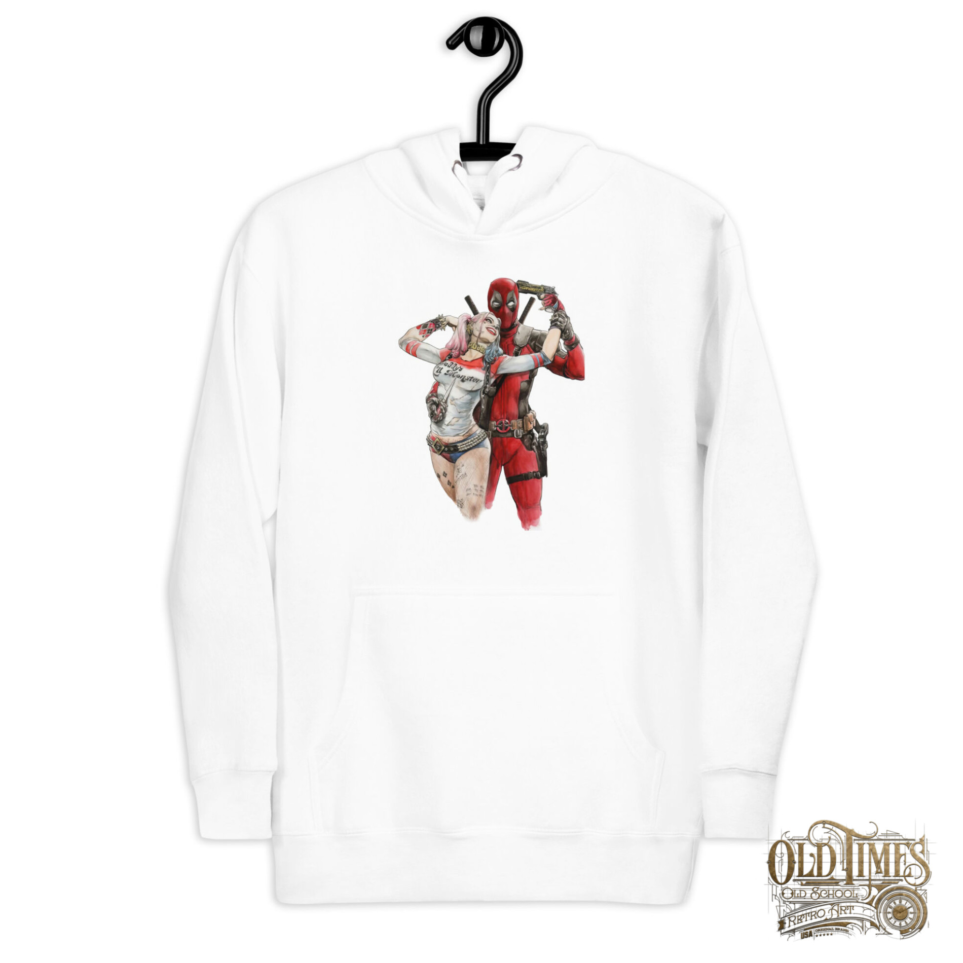 Deadpool and harley quinn Unisex Hoodie Bluza biała z kapturem premium - Old Times Vintage Art 7 Deadpool and harley quinn Unisex Hoodie Bluza biała z kapturem premium - Old Times Vintage Art - obrazek 7