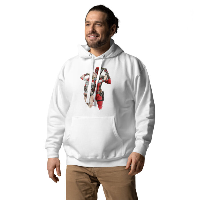 Deadpool and harley quinn Unisex Hoodie Bluza biała z kapturem premium - Old Times Vintage Art