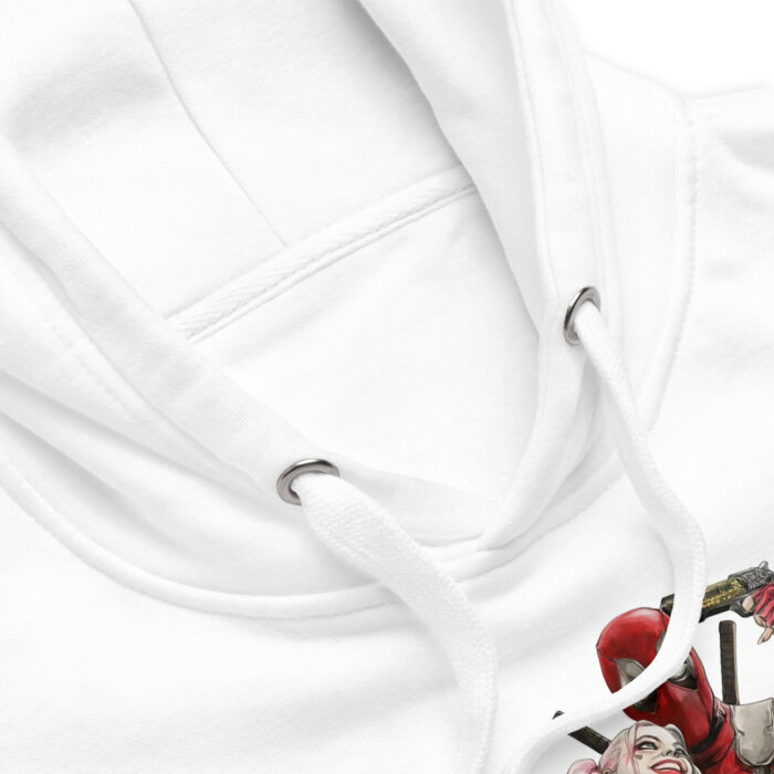 Deadpool and harley quinn Unisex Hoodie Bluza biała z kapturem premium - Old Times Vintage Art - obrazek 13