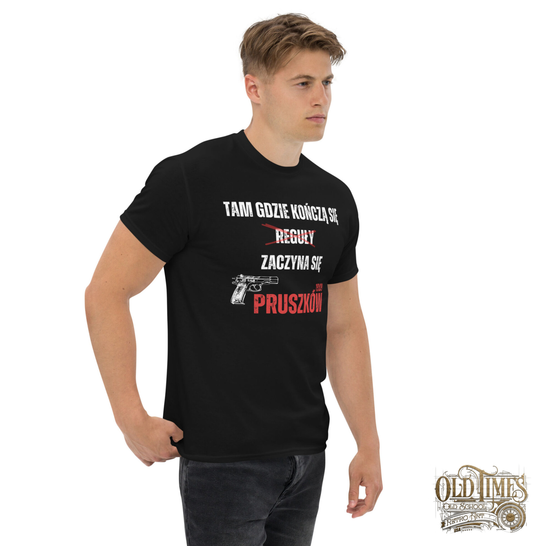 Koszulki Warszawskie - Tam gdzie kończą się reguły zaczyna się Prószków 1989 Koszulka Unisex Premium 99 unisex classic tee black right front 670677ea4fb9a scaled