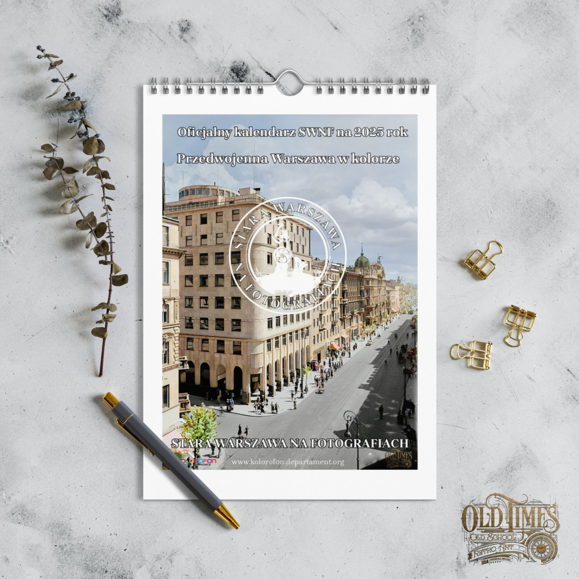 Warsaw Calendar SWNF for the Year 2025 Old Pre-War Warsaw in Color Limited Edition A4 19 wall calendar 2025 start w mon 8.26x11.69 front 671a7cf4c0025 scaled
