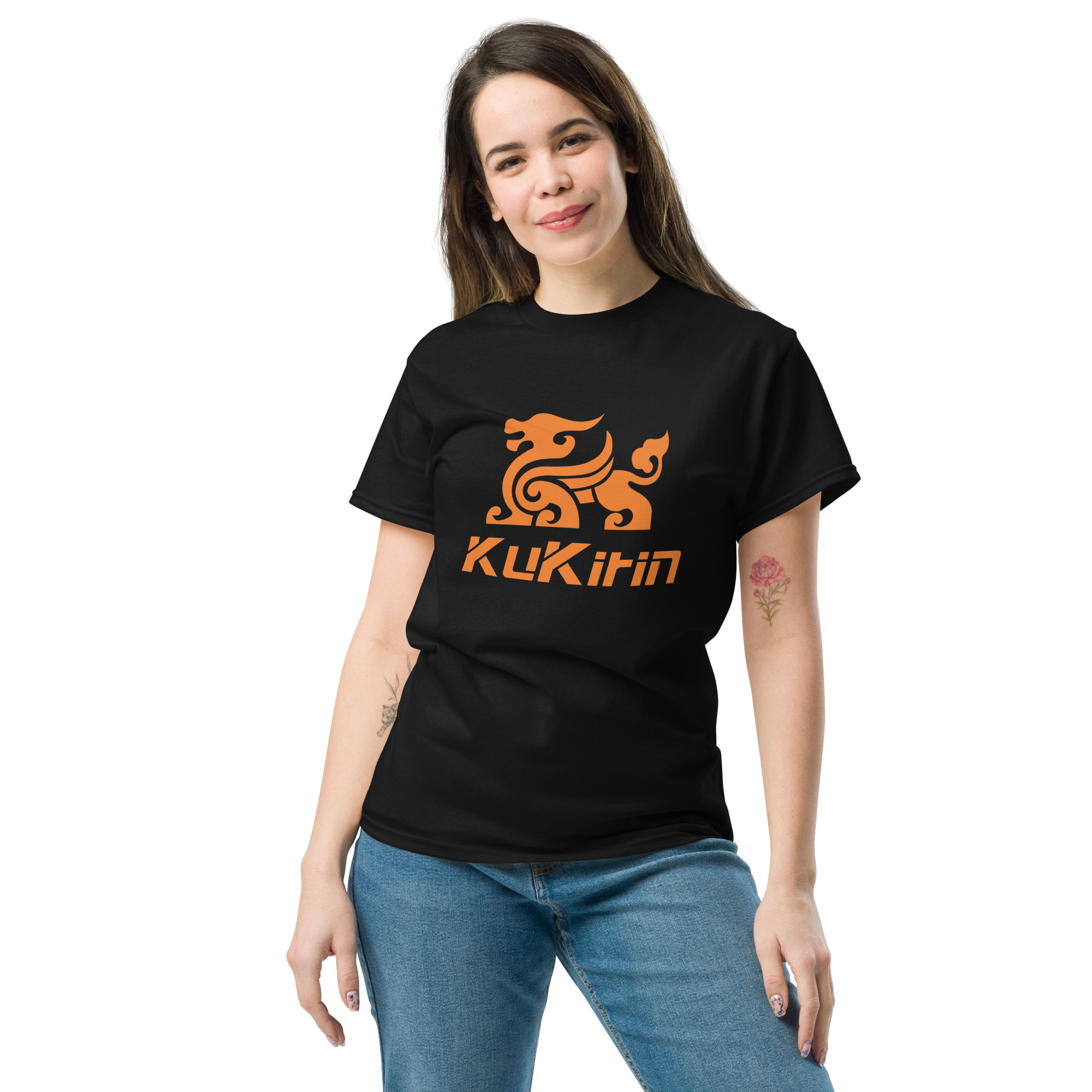 Koszulka t-shirt KUKIRIN Orange logo - Koszulki na hulajnogę 26 unisex classic tee black front 678d67dba3561