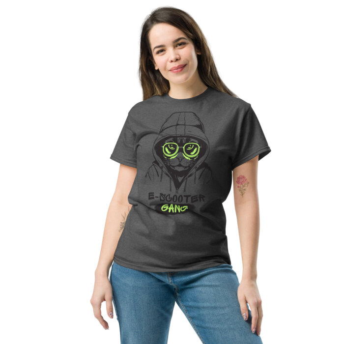 Koszulki na hulajnoge elektryczną T-shirt  E-Scooter Gang Cat Unisex Made in USA - obrazek 2