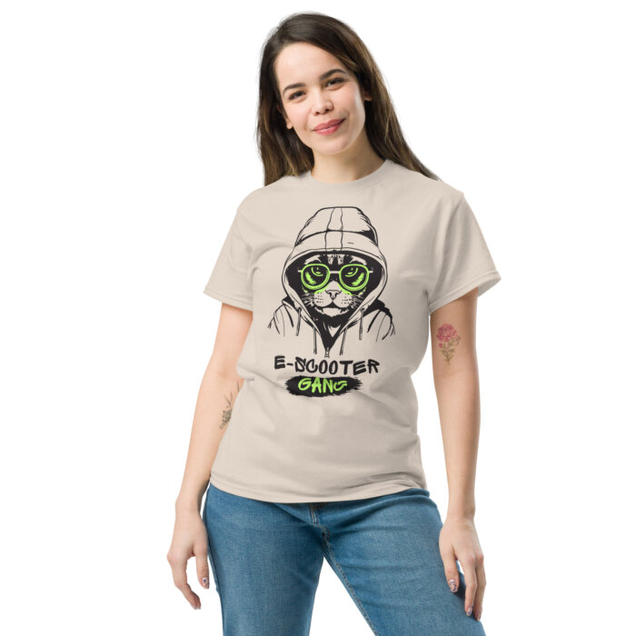 Koszulki na hulajnoge elektryczną T-shirt  E-Scooter Gang Cat Unisex Made in USA