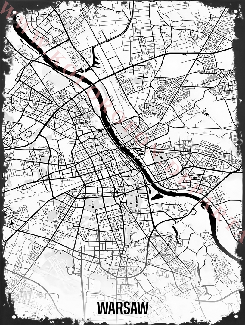 MAPY OZDOBNE - MAPA WARSZAWY Biała struktura grunge V4 Mapa plakat 8K 15 MAPY OZDOBNE MAPA WARSZAWY Biala struktura grunge V4 Mapa plakat 8K