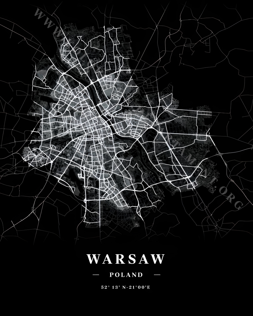 MAPY OZDOBNE - MAPA WARSZAWY Czarna struktura V3 Mapa plakat 8K 15 MAPY OZDOBNE MAPA WARSZAWY Czarna struktura V3 Mapa plakat 8K Kopiowanie