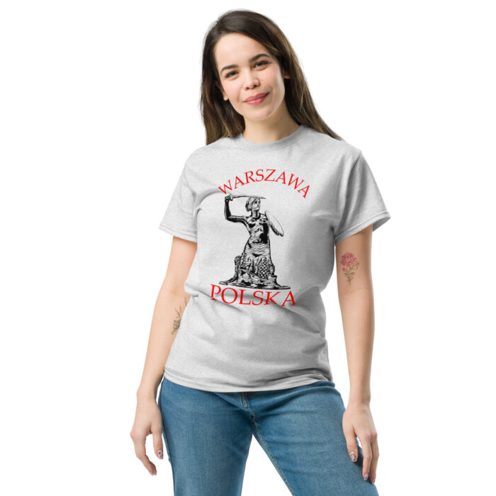Koszulka Warszawska t-shirt – Syrenka Polska rycina – Unisex – Made in USA