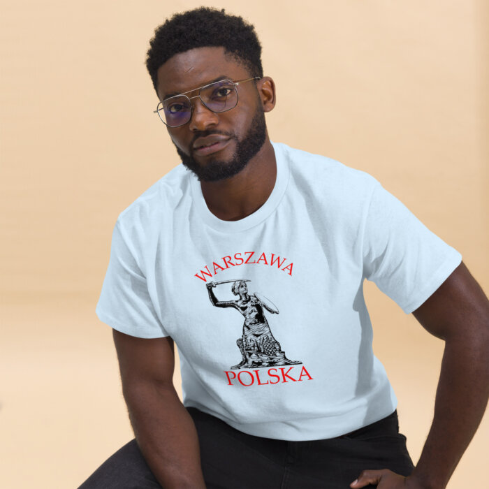 Koszulka Warszawska t-shirt – Syrenka Polska rycina – Unisex – Made in USA - obrazek 5