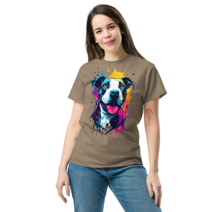 Koszulka artystyczna – Kolorowy uśmiechnięty pies v2 Unisex T-SHIRT by Old Times Vintage Art - obrazek 8
