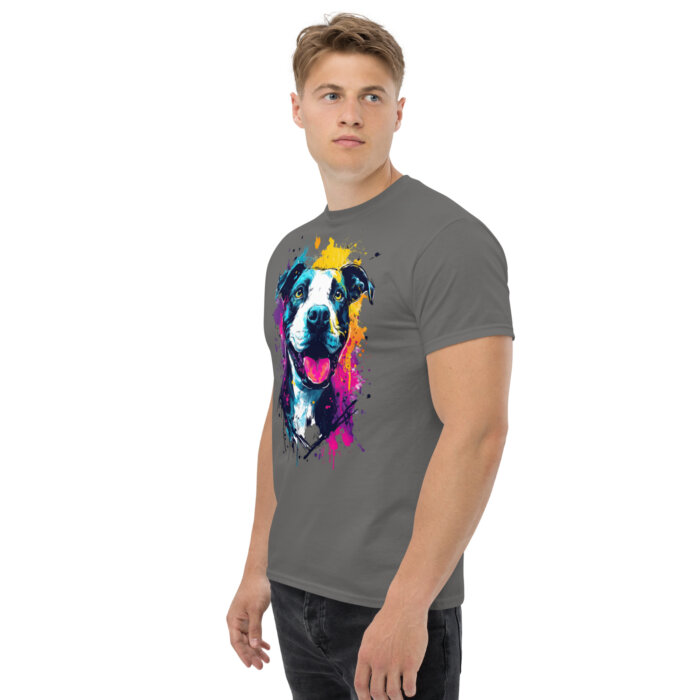 Koszulka artystyczna – Kolorowy uśmiechnięty pies v2 Unisex T-SHIRT by Old Times Vintage Art - obrazek 3
