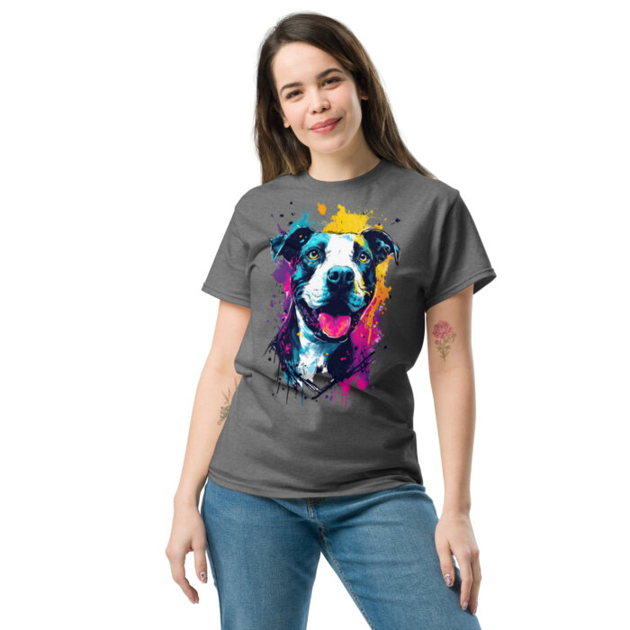 Koszulka artystyczna – Kolorowy uśmiechnięty pies v2 Unisex T-SHIRT by Old Times Vintage Art - obrazek 6
