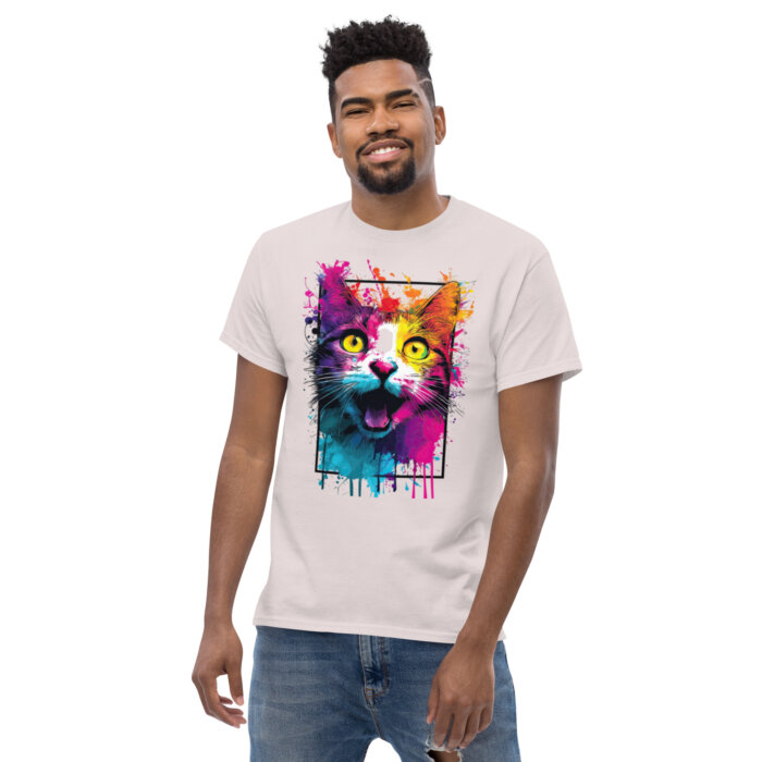 Koszulka artystyczna – Kolorowy uśmiechnięty kot v1 Unisex T-SHIRT by Old Times Vintage Art - obrazek 11