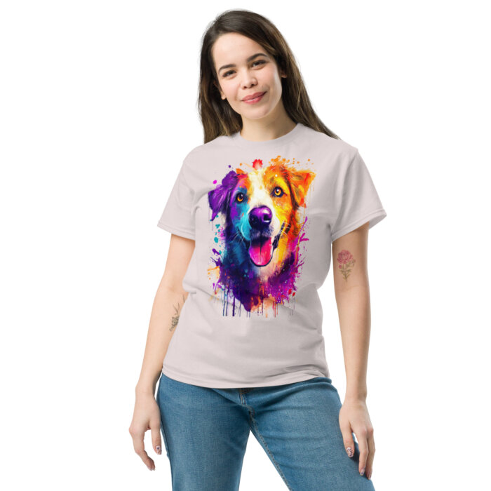 Koszulka artystyczna – Kolorowy pies v1 Unisex T-SHIRT by Old Times Vintage Art - obrazek 2