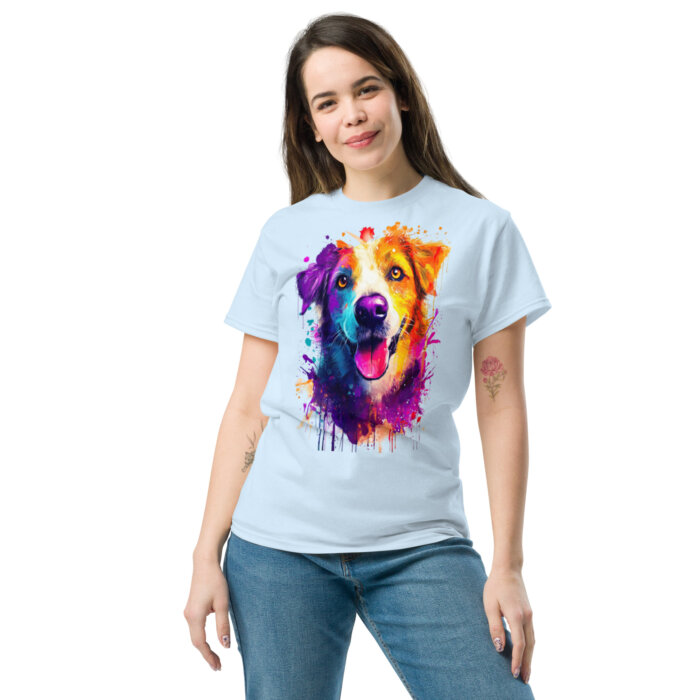 Koszulka artystyczna – Kolorowy pies v1 Unisex T-SHIRT by Old Times Vintage Art - obrazek 4