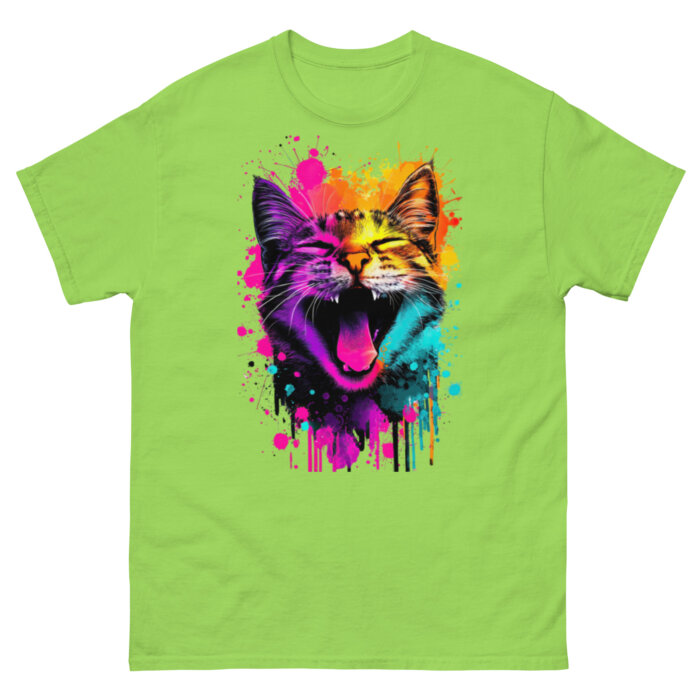 Koszulka artystyczna – Kolorowy uśmiehcniety kot v2 Unisex T-SHIRT by Old Times Vintage Art - obrazek 8