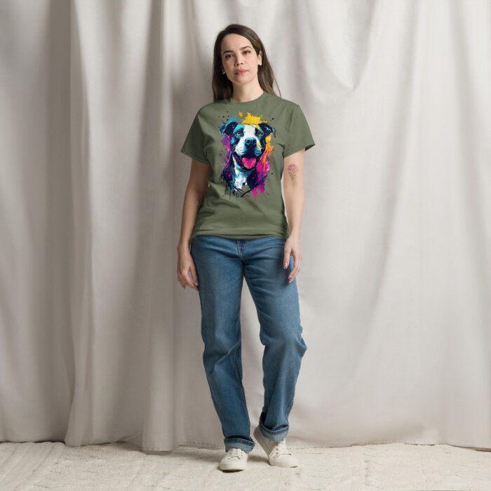 Koszulka artystyczna – Kolorowy uśmiechnięty pies v2 Unisex T-SHIRT by Old Times Vintage Art - obrazek 25