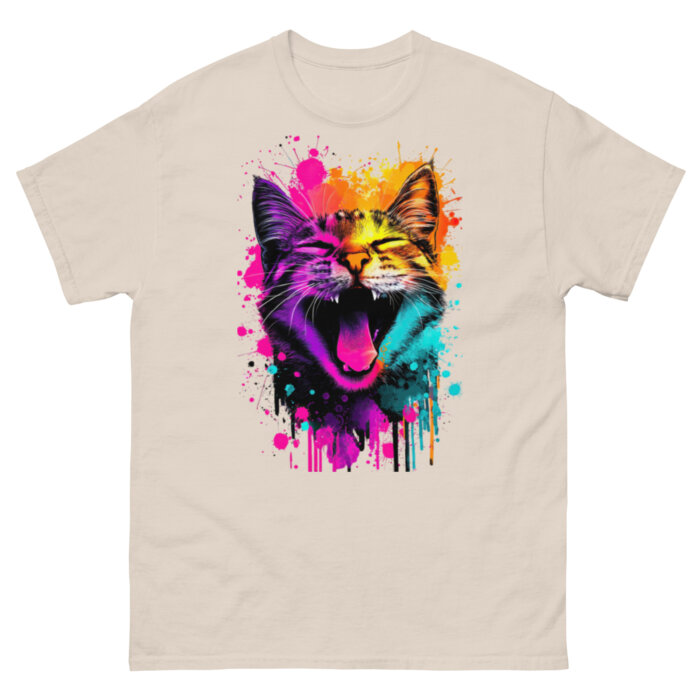 Koszulka artystyczna – Kolorowy uśmiehcniety kot v2 Unisex T-SHIRT by Old Times Vintage Art - obrazek 12