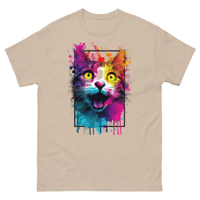 Koszulka artystyczna – Kolorowy uśmiechnięty kot v1 Unisex T-SHIRT by Old Times Vintage Art - obrazek 18