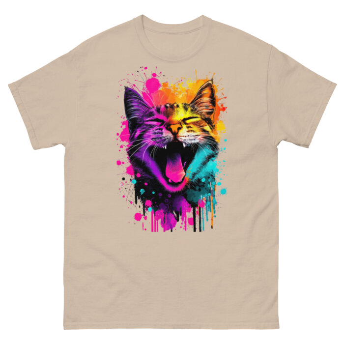 Koszulka artystyczna – Kolorowy uśmiehcniety kot v2 Unisex T-SHIRT by Old Times Vintage Art - obrazek 6