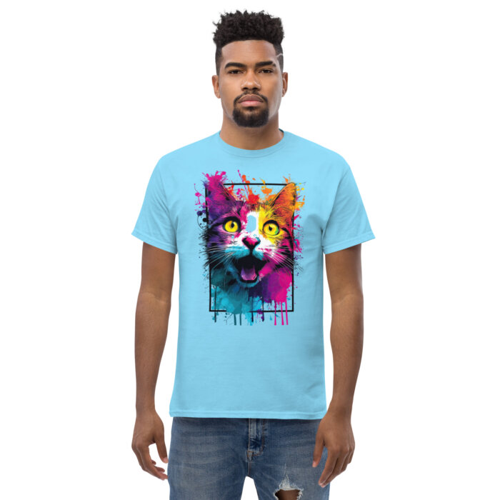 Koszulka artystyczna – Kolorowy uśmiechnięty kot v1 Unisex T-SHIRT by Old Times Vintage Art - obrazek 6