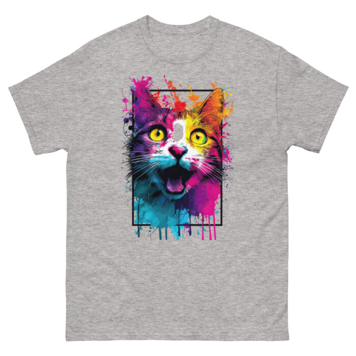Koszulka artystyczna – Kolorowy uśmiechnięty kot v1 Unisex T-SHIRT by Old Times Vintage Art - obrazek 16