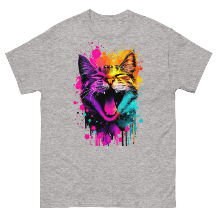 Koszulka artystyczna – Kolorowy uśmiehcniety kot v2 Unisex T-SHIRT by Old Times Vintage Art - obrazek 4