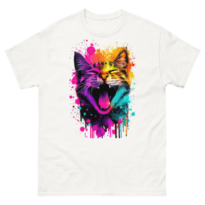 Koszulka artystyczna – Kolorowy uśmiehcniety kot v2 Unisex T-SHIRT by Old Times Vintage Art