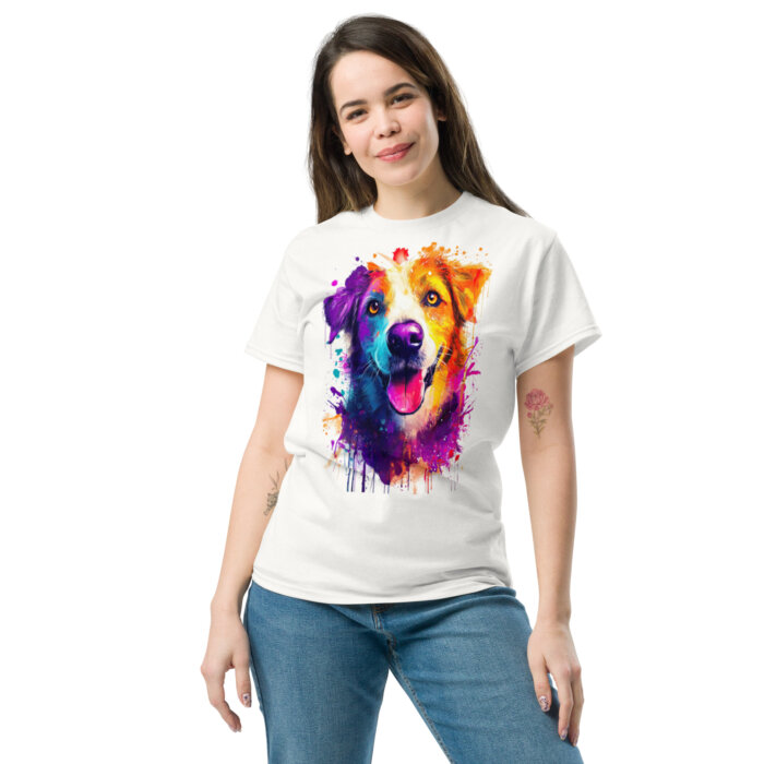Koszulka artystyczna – Kolorowy pies v1 Unisex T-SHIRT by Old Times Vintage Art - obrazek 6