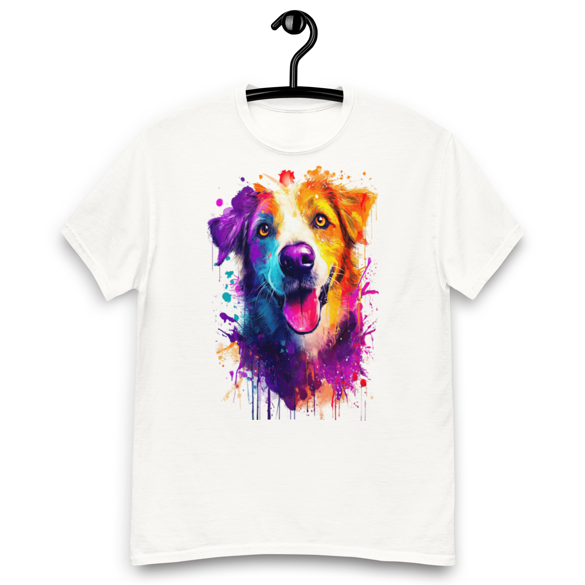 Koszulka artystyczna – Kolorowy pies v1 Unisex T-SHIRT by Old Times Vintage Art 23 unisex classic tee white front 67f69e1f09f86