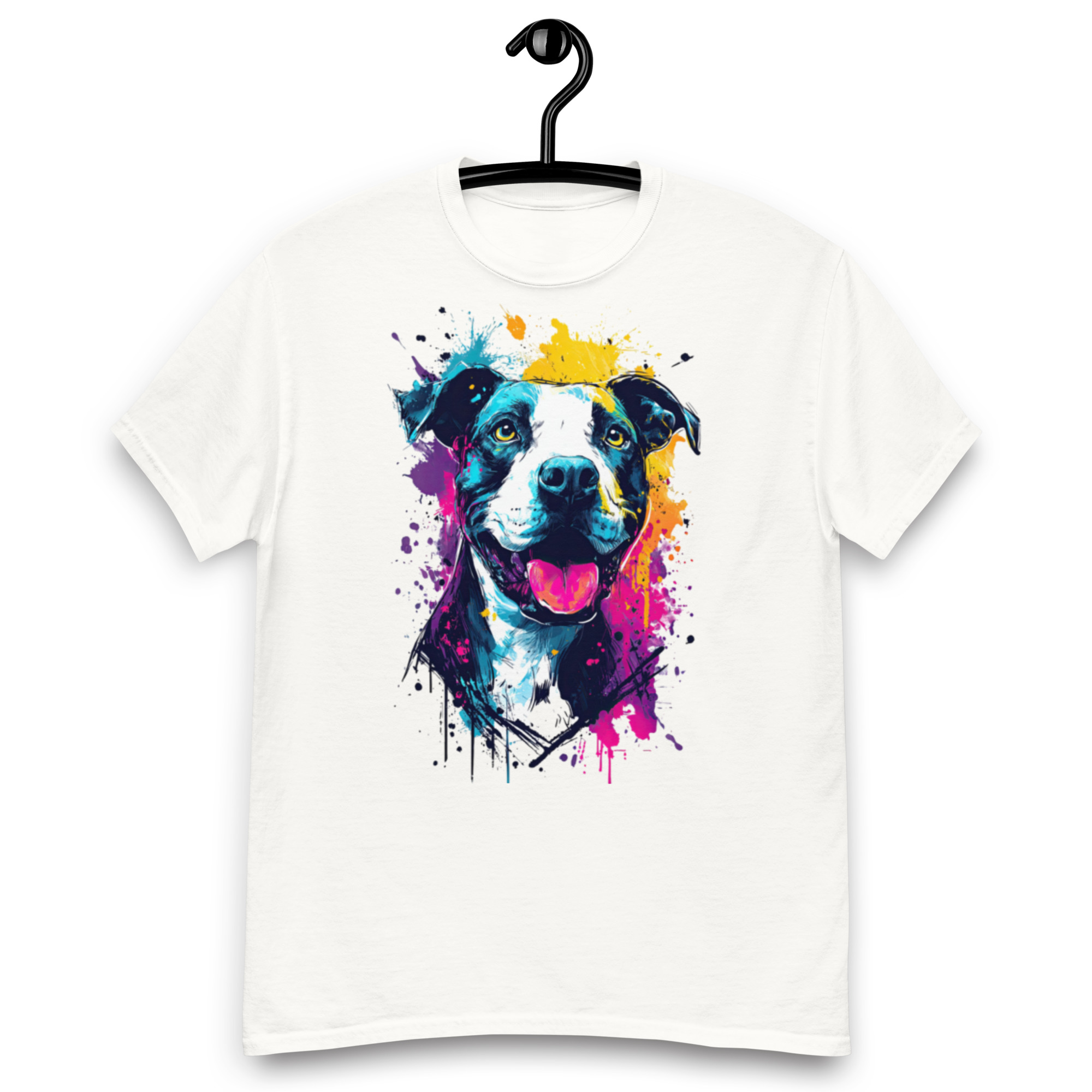 Koszulka artystyczna – Kolorowy uśmiechnięty pies v2 Unisex T-SHIRT by Old Times Vintage Art 45 unisex classic tee white front 67f69fd3a3f20