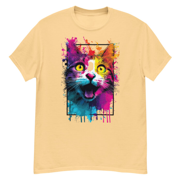 Koszulka artystyczna – Kolorowy uśmiechnięty kot v1 Unisex T-SHIRT by Old Times Vintage Art - obrazek 8