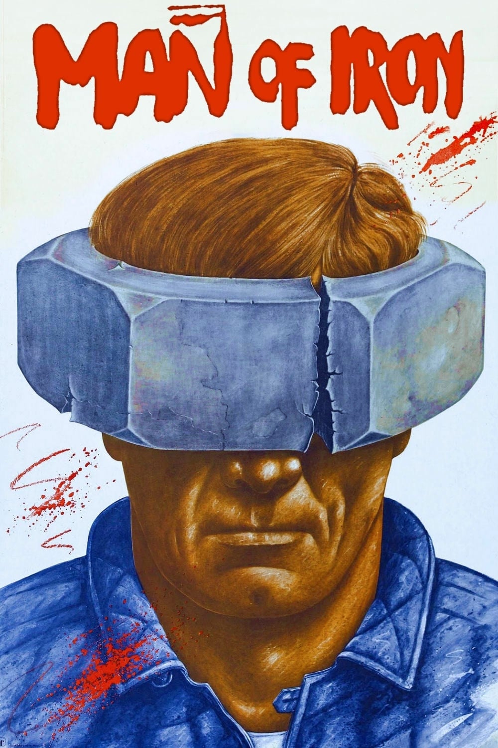 Polskie plakaty filmowe Klasyka kina - Człowiek z żelaza (1981) v4 english Wajda Plakat wysokiej jakości remasterowany reprint 8k