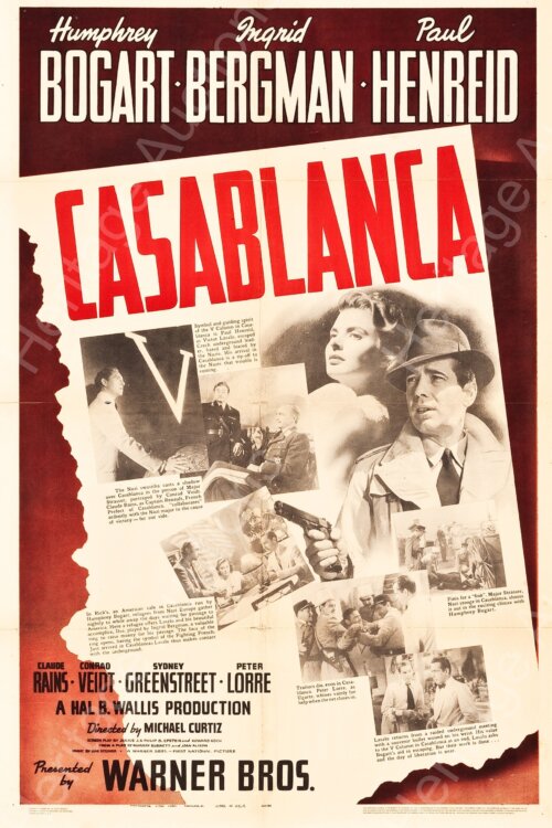 Plakaty filmowe klasyka kina - Casablanca (1943) English v6 - Plakat wysokiej jakości 8K