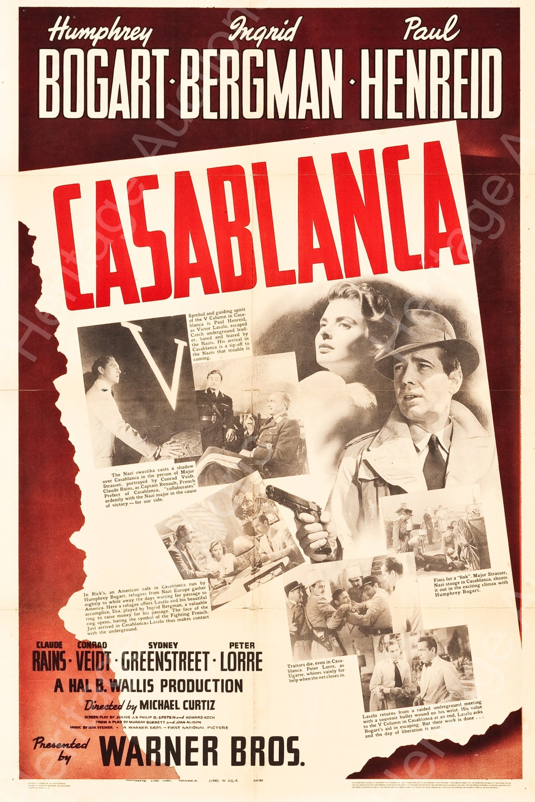 Plakaty filmowe klasyka kina - Casablanca (1943) English v6 - Plakat wysokiej jakości 8K
