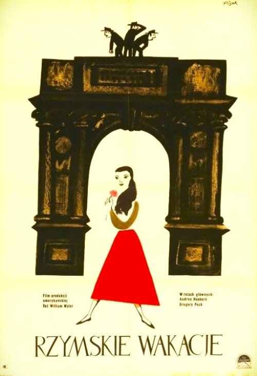 Plakaty filmowe klasyka kina - Rzymskie wakacje (1953) Polski v1 - Plakat wysokiej jakości 8K