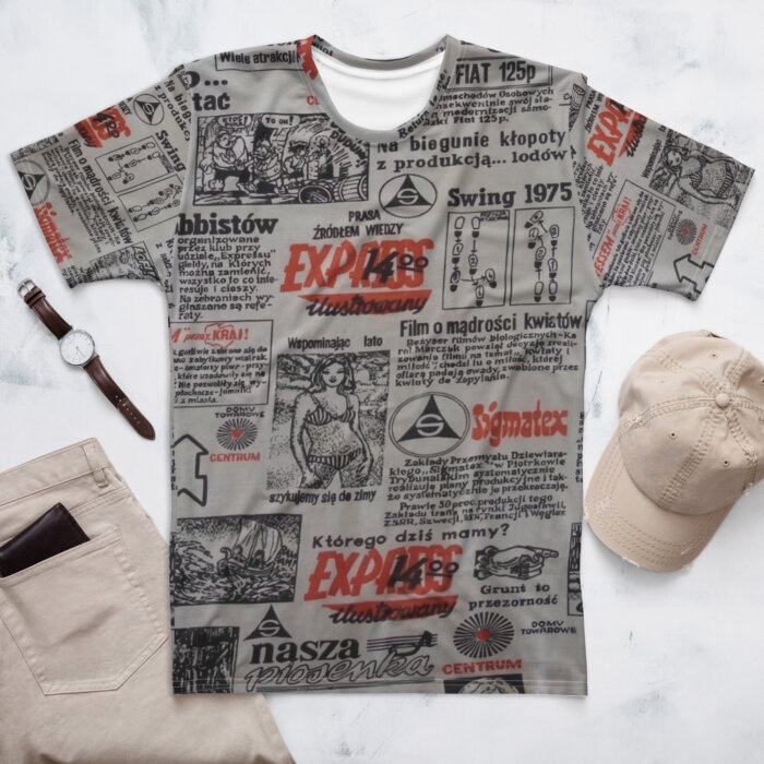 T- SHIRT Koszulka Full print Klasyka tzw Koszulka gazeta PRL Express ilustrowany 1975 rok Made in USA - obrazek 9